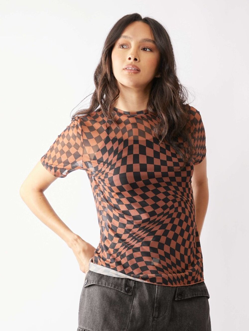 Davi & Dani Checkered mesh top Size S